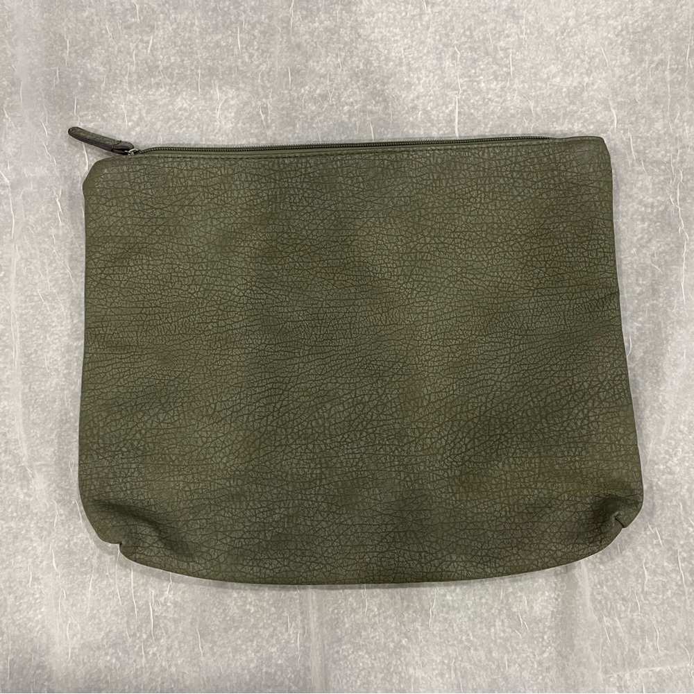 FREE PEOPLE Olive Green Leather Clutch Bag